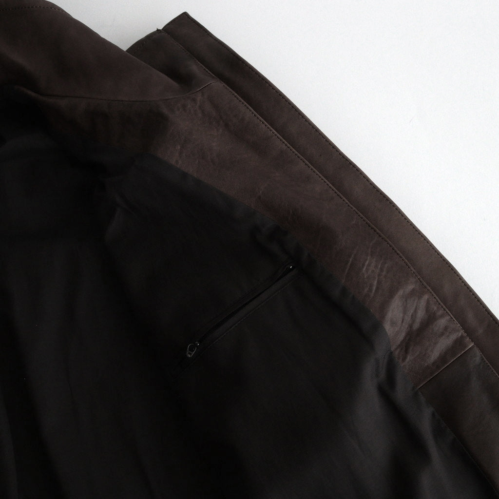 HEAVY LAMB LEATHER ZIP BLOUSON #DARK BROWN [A24AB01LA]