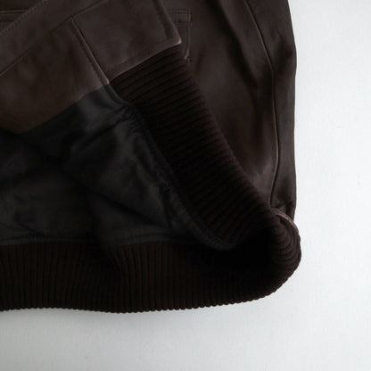 HEAVY LAMB LEATHER ZIP BLOUSON #DARK BROWN [A24AB01LA]