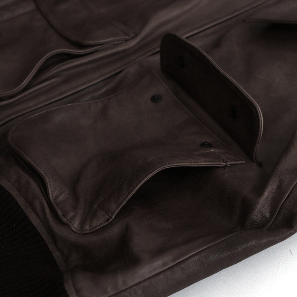 HEAVY LAMB LEATHER ZIP BLOUSON #DARK BROWN [A24AB01LA]