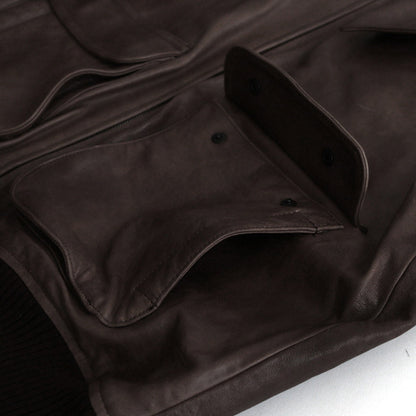 HEAVY LAMB LEATHER ZIP BLOUSON #DARK BROWN [A24AB01LA]