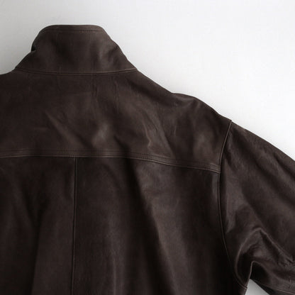 HEAVY LAMB LEATHER ZIP BLOUSON #DARK BROWN [A24AB01LA]