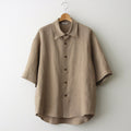 LINEN SILK TWEED HALF SLEEVED SHIRT #BROWN [A24SS01LS]