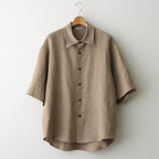 LINEN SILK TWEED HALF SLEEVED SHIRT #BROWN [A24SS01LS]