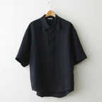 LINEN SILK TWEED HALF SLEEVED SHIRT #DARK NAVY [A24SS01LS]
