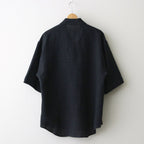 LINEN SILK TWEED HALF SLEEVED SHIRT #DARK NAVY [A24SS01LS]