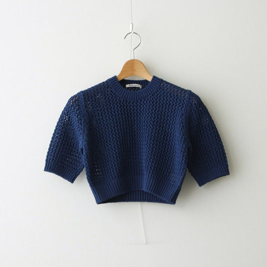 COTTON LILY-YARN MESH KNIT TEE #BLUE [A24ST02LM]