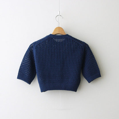 COTTON LILY-YARN MESH KNIT TEE #BLUE [A24ST02LM]