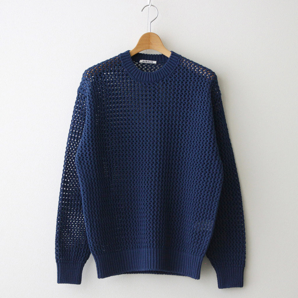 COTTON LILY-YARN MESH KNIT P/O #BLUE [A24SP01LM]