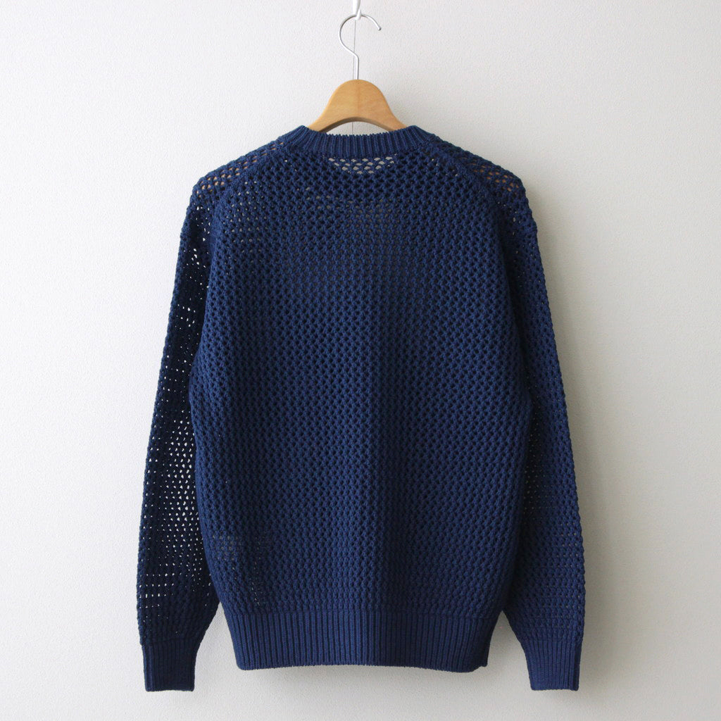 COTTON LILY-YARN MESH KNIT P/O #BLUE [A24SP01LM]
