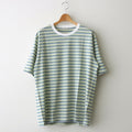 HARD TWIST COTTON BORDER TEE #LIGHT GREEN BORDER [A24ST02BR]