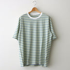 HARD TWIST COTTON BORDER TEE #LIGHT GREEN BORDER [A24ST02BR]