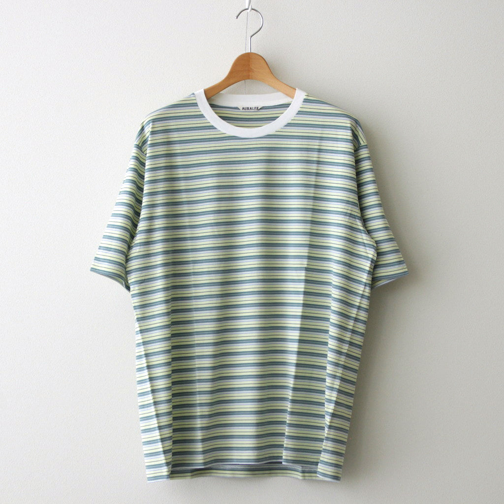 HARD TWIST COTTON BORDER TEE #LIGHT GREEN BORDER [A24ST02BR]