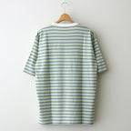 HARD TWIST COTTON BORDER TEE #LIGHT GREEN BORDER [A24ST02BR]