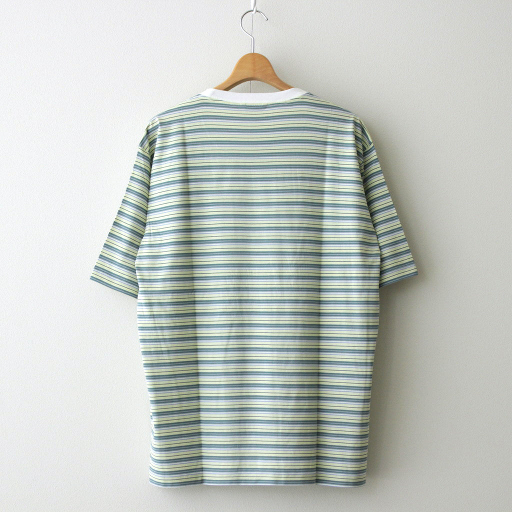 HARD TWIST COTTON BORDER TEE #LIGHT GREEN BORDER [A24ST02BR]
