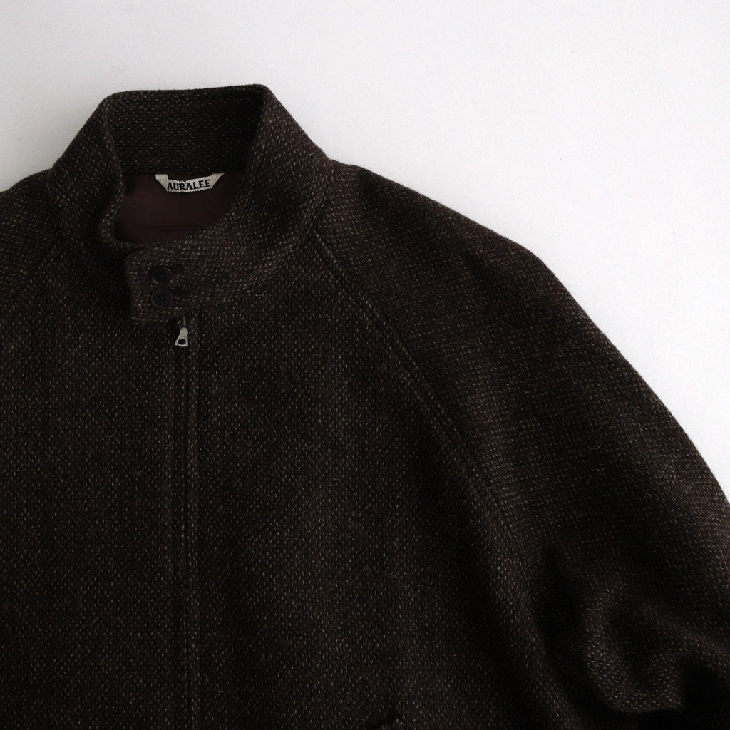 LAMA SHETLAND WOOL TWEED ZIP BLOUSON #BROWN TWEED [A24AB03LS]