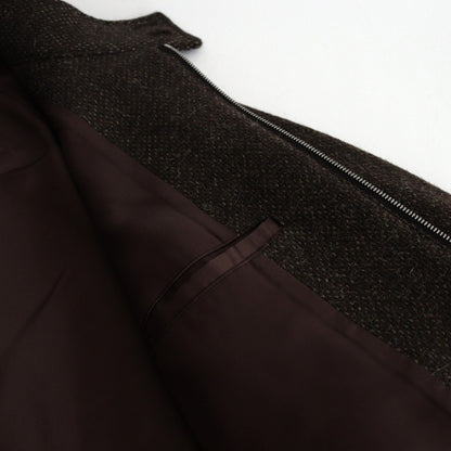 LAMA SHETLAND WOOL TWEED ZIP BLOUSON #BROWN TWEED [A24AB03LS]