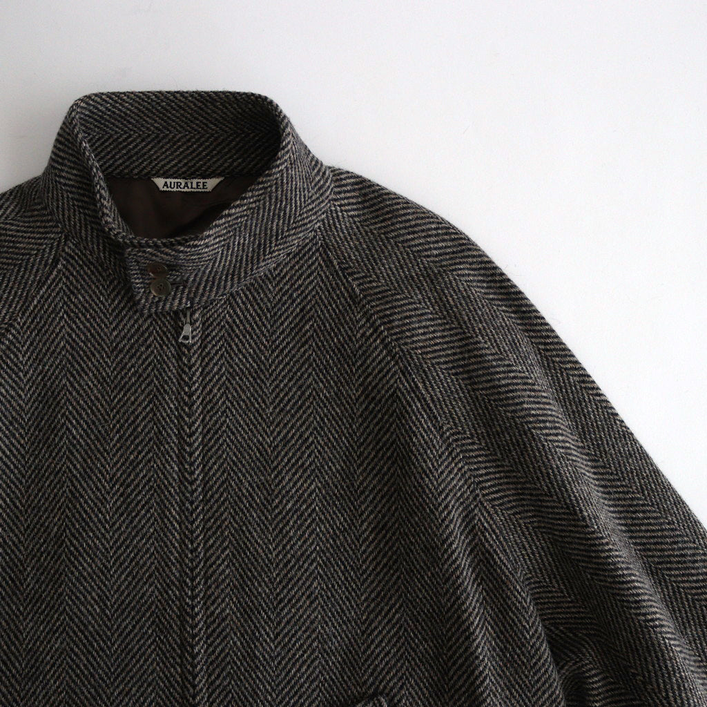 LAMA SHETLAND WOOL TWEED ZIP BLOUSON #KHAKI TWEED [A24AB03LS]