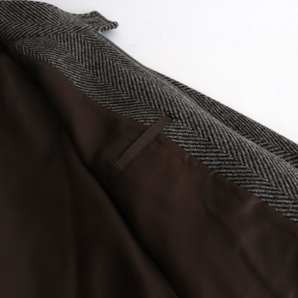 LAMA SHETLAND WOOL TWEED ZIP BLOUSON #KHAKI TWEED [A24AB03LS]
