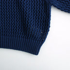 COTTON LILY-YARN MESH KNIT TEE #BLUE [A24ST02LM]