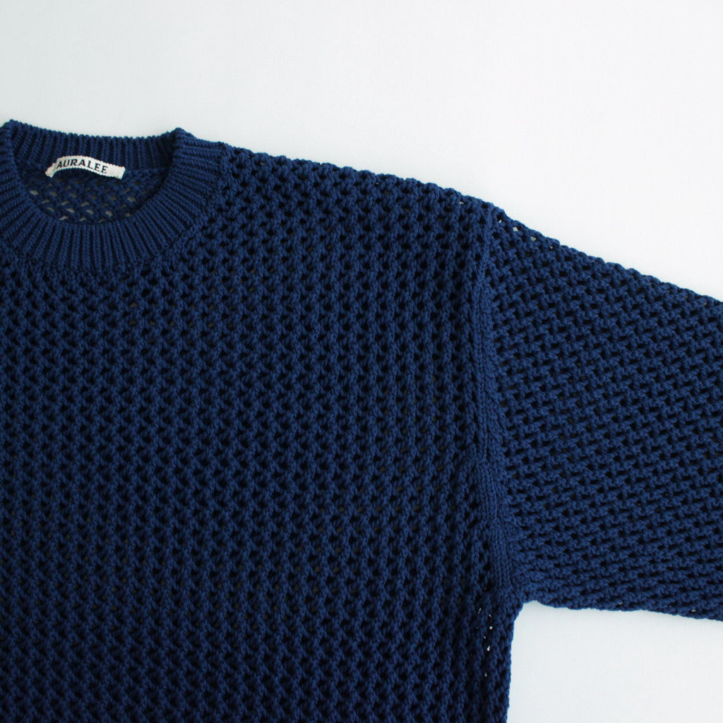 COTTON LILY-YARN MESH KNIT P/O #BLUE [A24SP01LM]