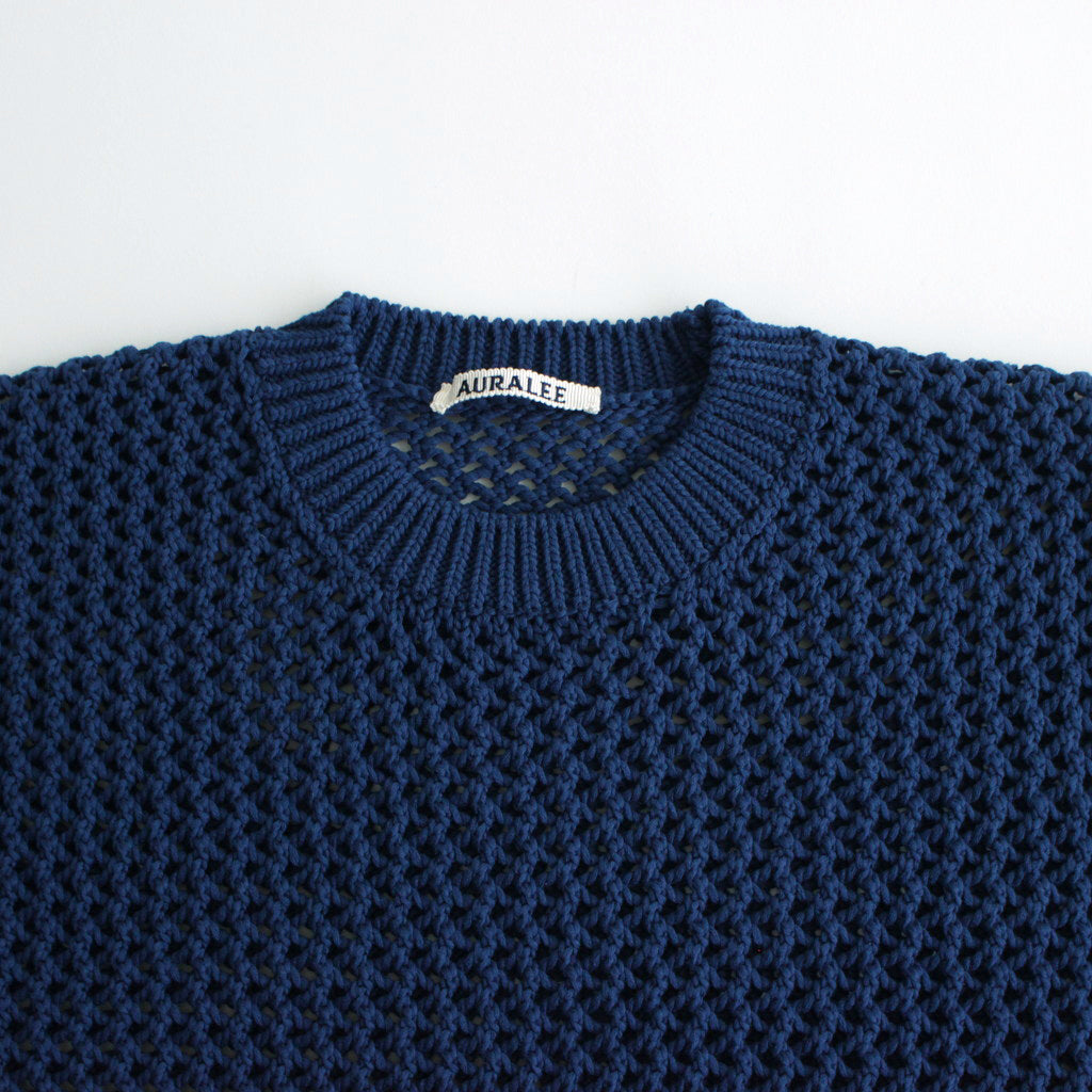 COTTON LILY-YARN MESH KNIT P/O #BLUE [A24SP01LM]