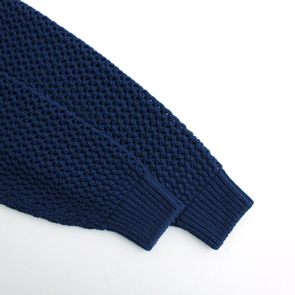 COTTON LILY-YARN MESH KNIT P/O #BLUE [A24SP01LM]