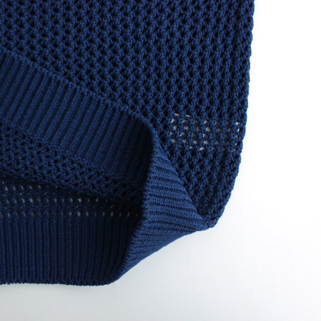 COTTON LILY-YARN MESH KNIT P/O #BLUE [A24SP01LM]