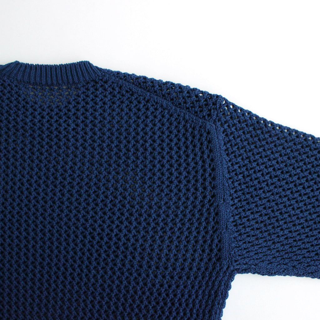 COTTON LILY-YARN MESH KNIT P/O #BLUE [A24SP01LM]
