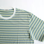 HARD TWIST COTTON BORDER TEE #LIGHT GREEN BORDER [A24ST02BR]