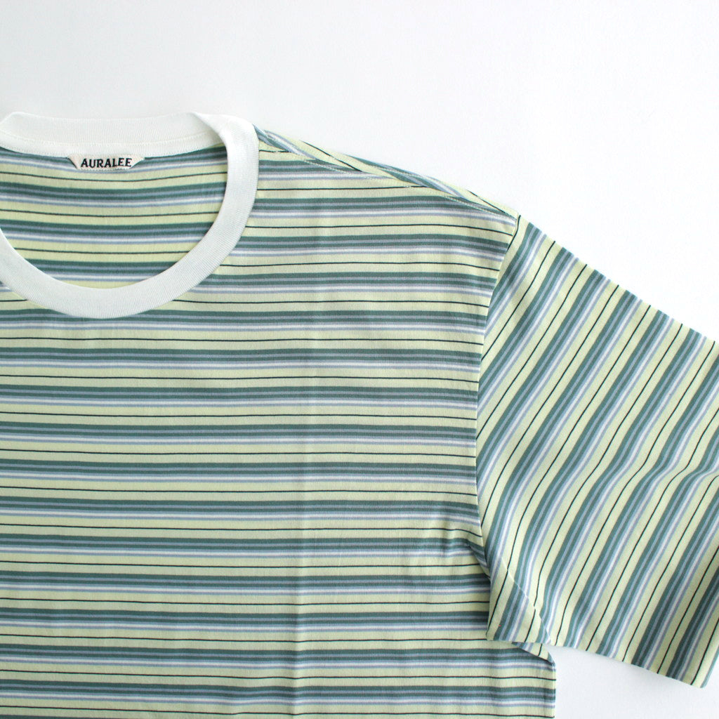 HARD TWIST COTTON BORDER TEE #LIGHT GREEN BORDER [A24ST02BR]