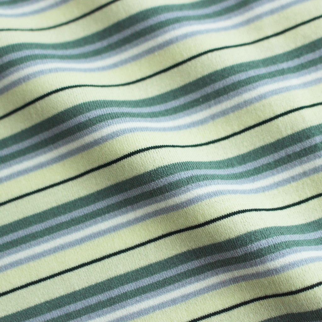 HARD TWIST COTTON BORDER TEE #LIGHT GREEN BORDER [A24ST02BR]