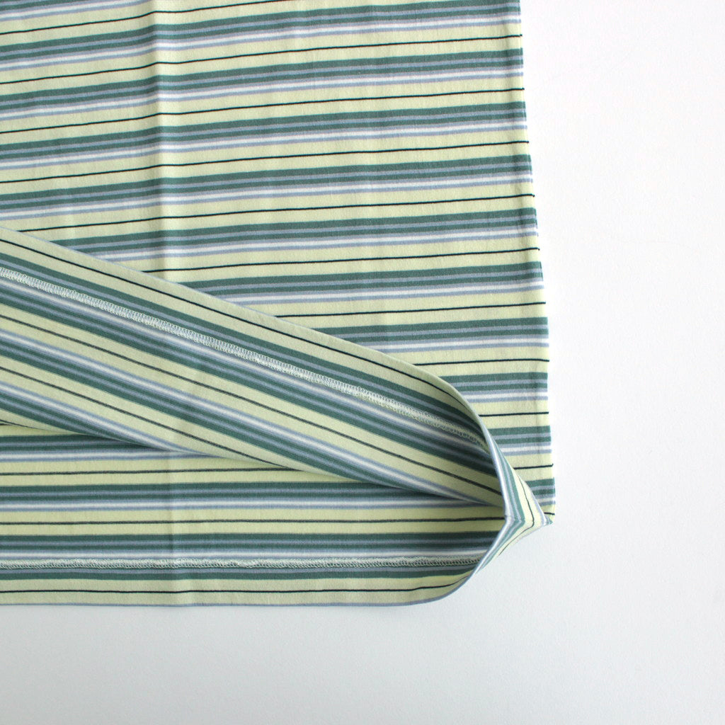 HARD TWIST COTTON BORDER TEE #LIGHT GREEN BORDER [A24ST02BR