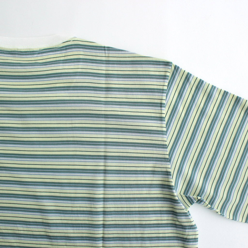 HARD TWIST COTTON BORDER TEE #LIGHT GREEN BORDER [A24ST02BR]