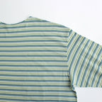 HARD TWIST COTTON BORDER BOAT NECK L/S TEE #LIGHT GREEN BORDER [A24SP01BR]