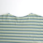 HARD TWIST COTTON BORDER BOAT NECK L/S TEE #LIGHT GREEN BORDER [A24SP01BR]