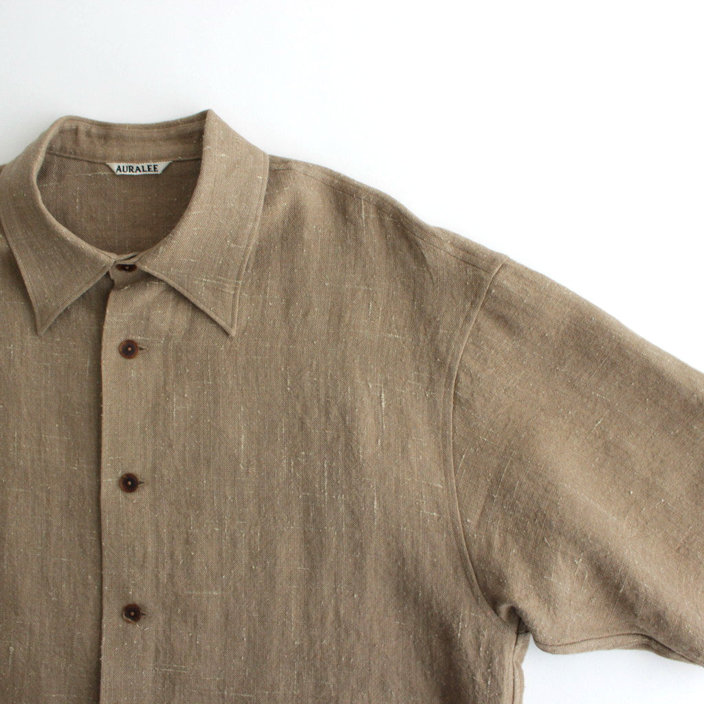 LINEN SILK TWEED HALF SLEEVED SHIRT #BROWN [A24SS01LS] – ciacura