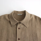 LINEN SILK TWEED HALF SLEEVED SHIRT #BROWN [A24SS01LS]