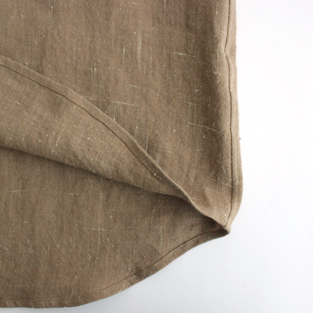 LINEN SILK TWEED HALF SLEEVED SHIRT #BROWN [A24SS01LS]