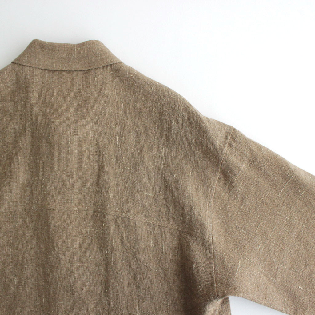 LINEN SILK TWEED HALF SLEEVED SHIRT #BROWN [A24SS01LS] – ciacura
