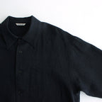 LINEN SILK TWEED HALF SLEEVED SHIRT #DARK NAVY [A24SS01LS]