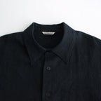 LINEN SILK TWEED HALF SLEEVED SHIRT #DARK NAVY [A24SS01LS]