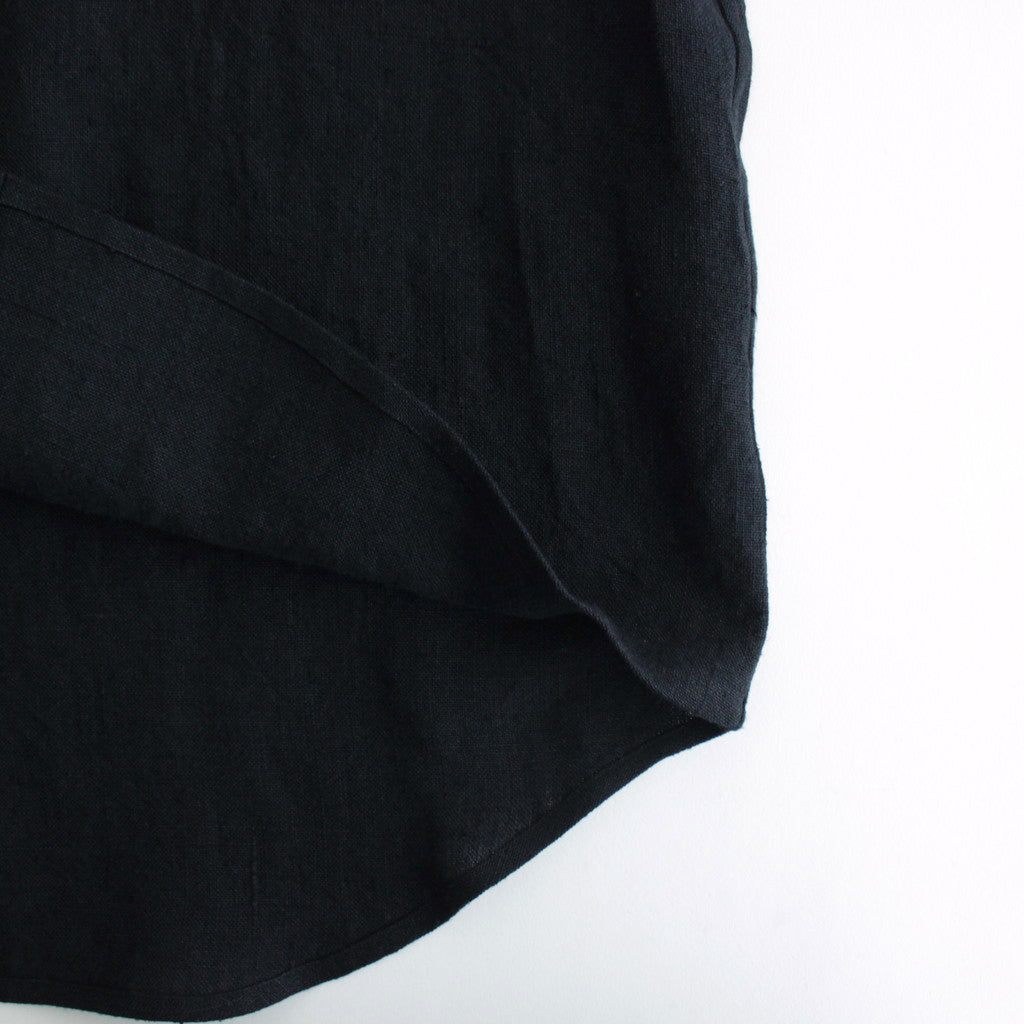 LINEN SILK TWEED HALF SLEEVED SHIRT #DARK NAVY [A24SS01LS]