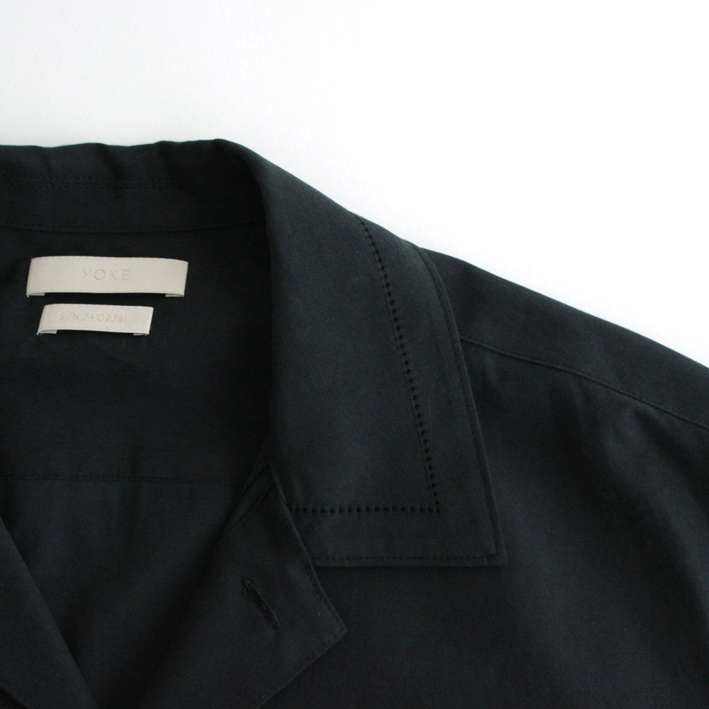EMBROIDERY OPEN COLLAR SHIRT #BLACK [YK24SS0663SH]