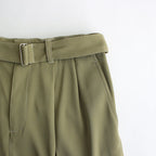 BELTED WIDE LEG SHORTS #SAND YELLOW [YK24SS0650P]