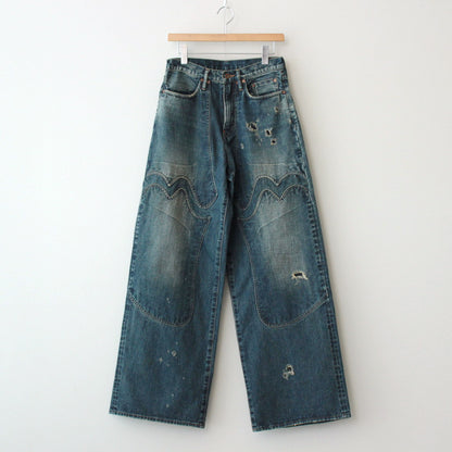 FADED MODERN WESTERN WIDE TROUSERS #FADED INDIGO [2441000411]