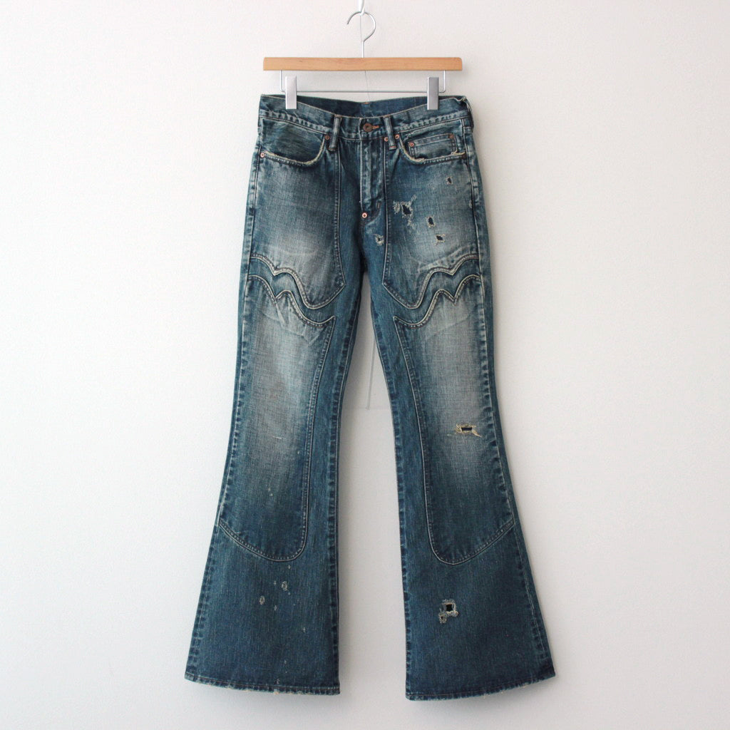 FADED MODERN WESTERN FLARED TROUSERS #FADED INDIGO [2441000412]