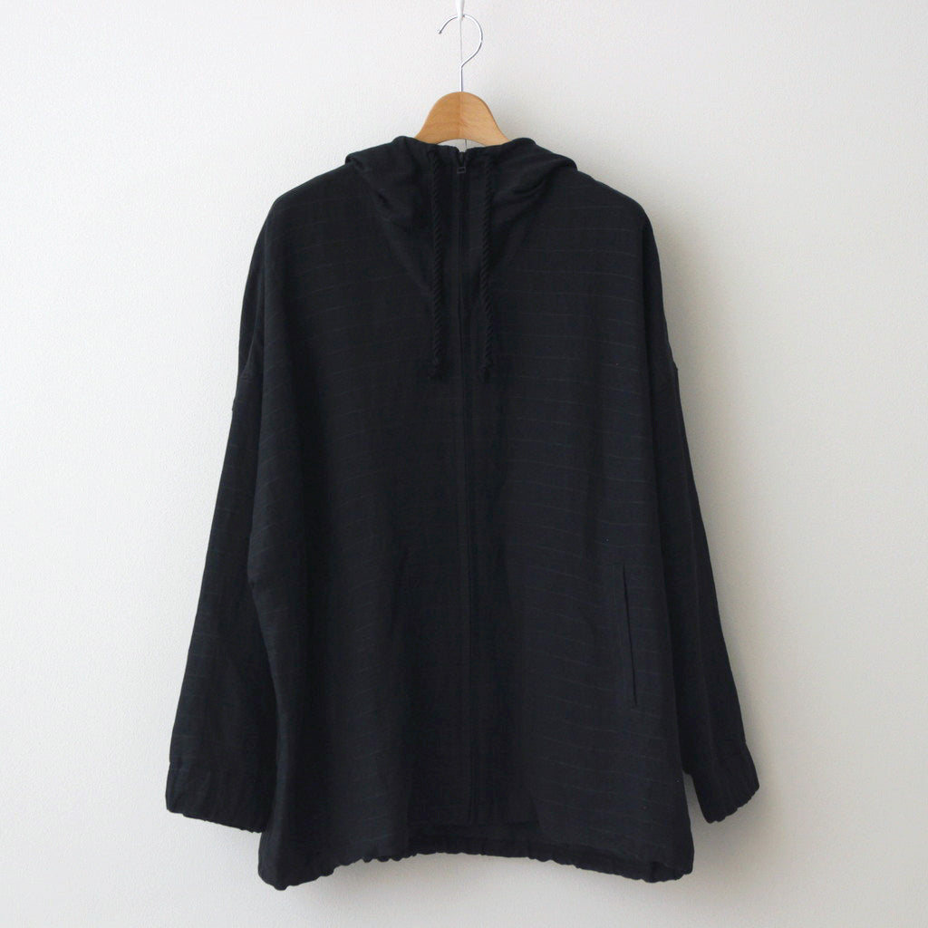 リネンボーダーBigパーカー #BLACK [D124-C311]