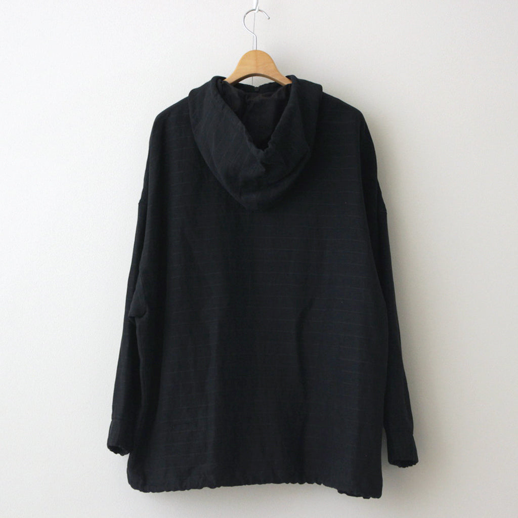 リネンボーダーBigパーカー #BLACK [D124-C311]