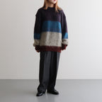 MOHAIR BORDER CREWNECK SWEATER #PURPLE [YK23FW0572S]