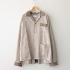 OPEN COLLAR SHIRT #BEIGE STRIPE [ST-137]